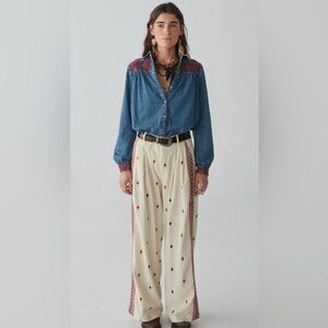 NWT MAISON HOTEL Pepa Pant Bohemian Rhapsody S Corduroy Wide Leg Pleated